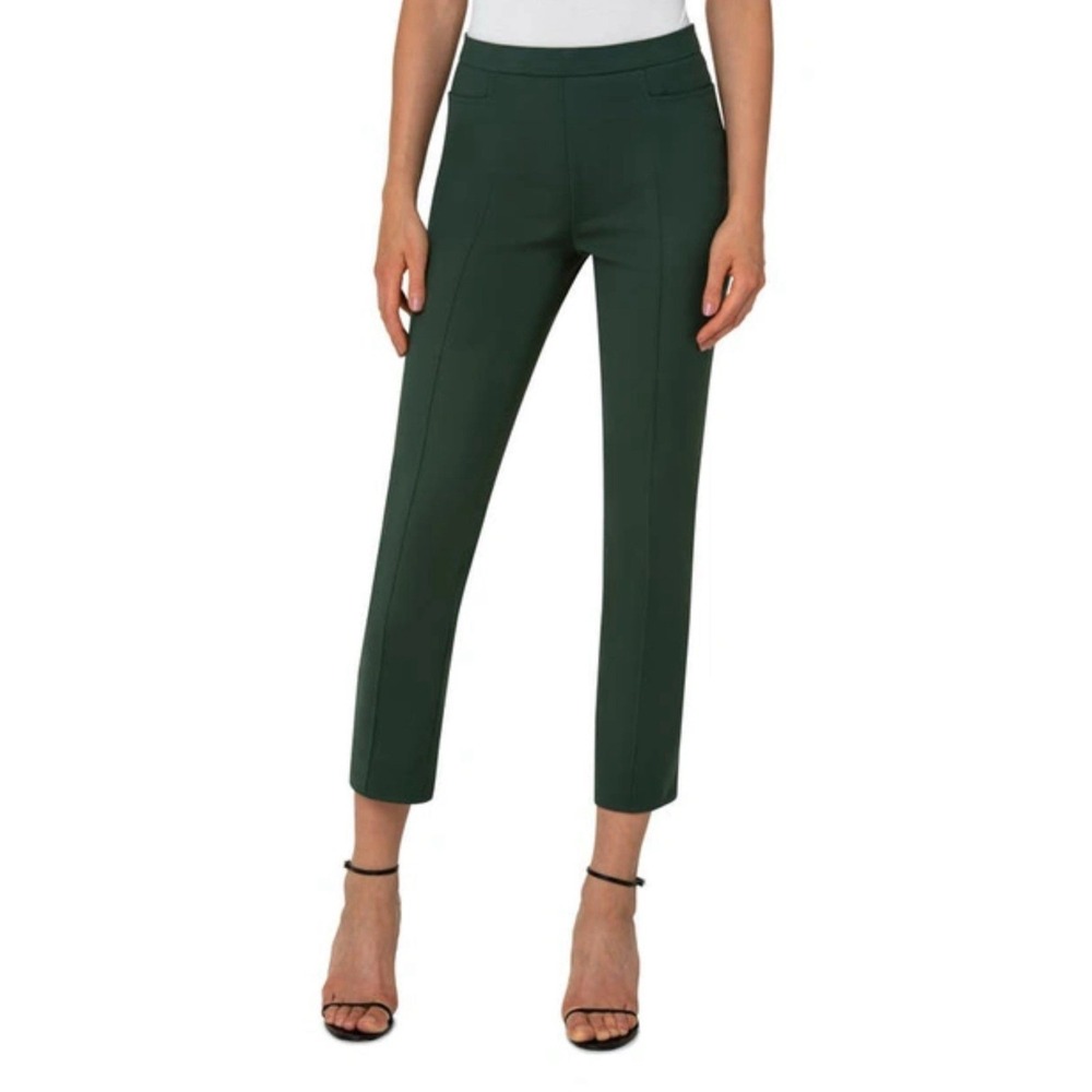 Akris Punto Wmn Size 4 Front Seam Crop Dress Pants Green Business Casual Holiday
